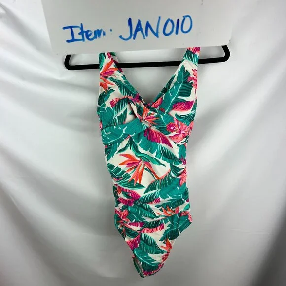 Kona Sol One Piece Women's Tropical Print Front Wrap Swimsuit Sz: S - Picture 9 of 9